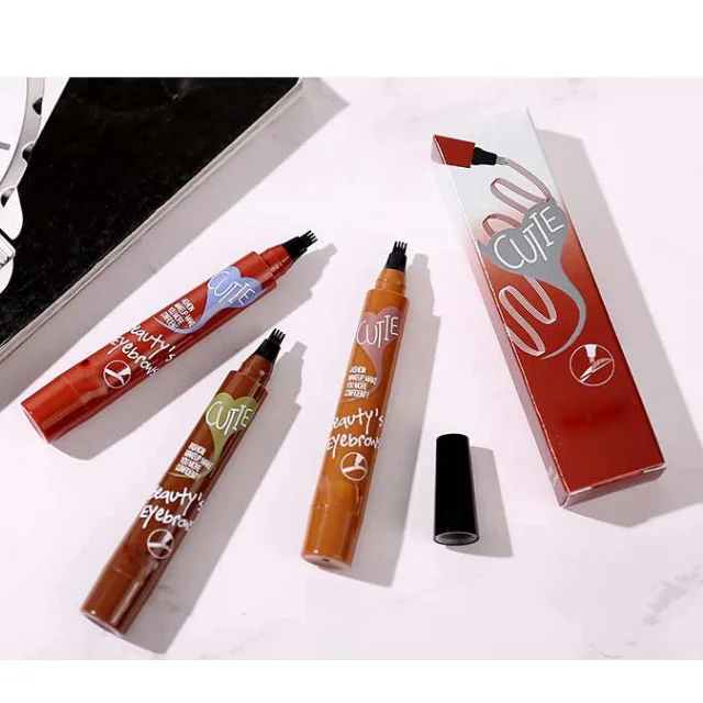 New Product Wholesales Korean cosmetics beginner 4 tip fork eyebrow pencil eyebrow liquid long lasting waterproof nonmarking