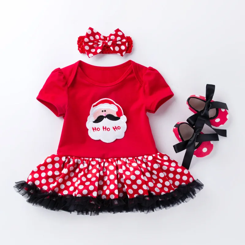 Hao Baby Cartoon Snowflake Dress Baby Holiday Set Cartoon Baby Romper Girl Holiday Clothing Christmas Kids Clothes