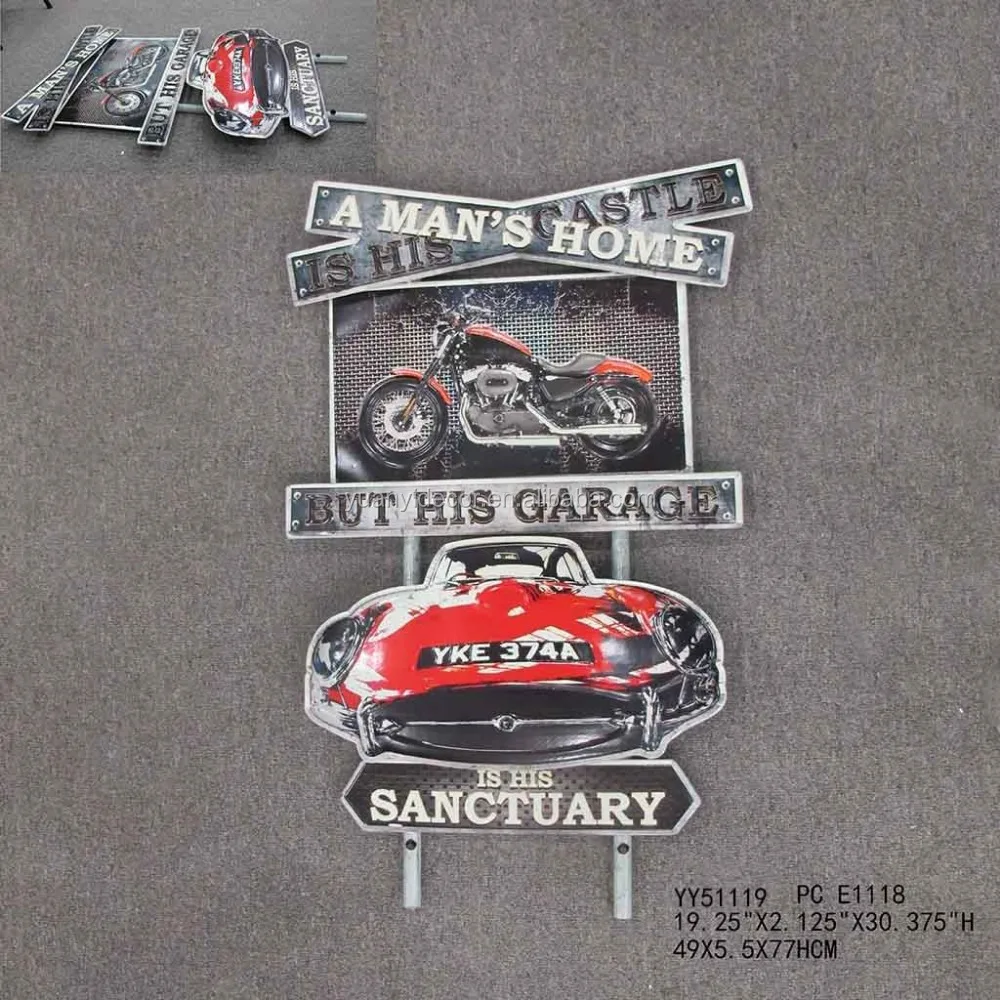 Vintage embossed car tin sign wall plaque , advising metal plaque, vintage hanger tin plate