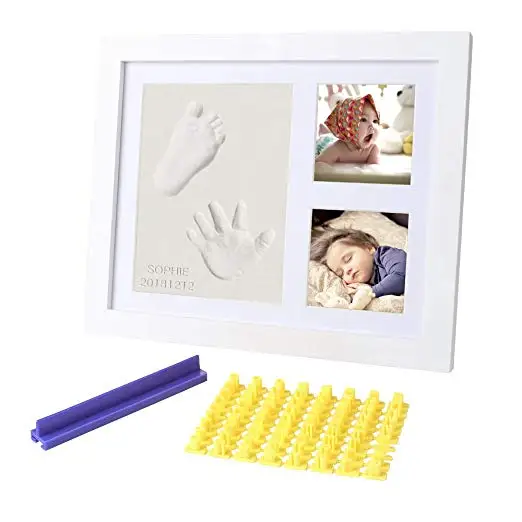 Baby Handprint Kit Footprint Photo Frame for Newborn Girls and Boys Baby Photo Album for Shower Registry Personalized Baby Gift