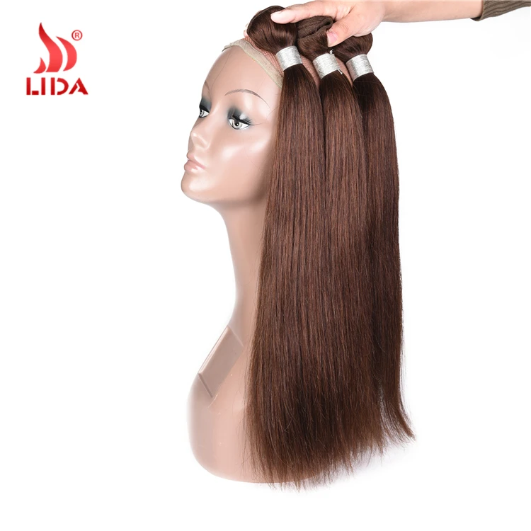 
Lida Malaysian human Hair bundles silk straight weaves Raw Original Weft Natural 4# Extensions 