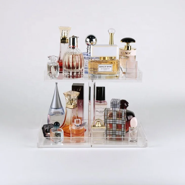 2 Tier clear acrylic perfume display rack/perfume display shelf