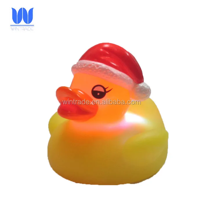 Merry Christmas Santa Claus Flash Rubber Duck LED Bath Toy