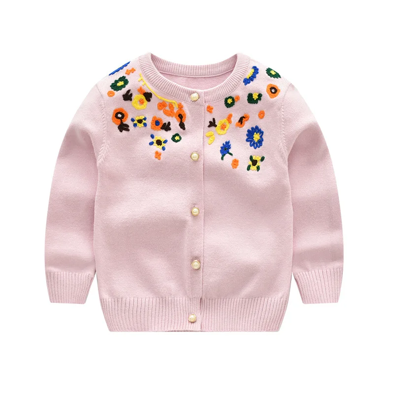 Flowers Cartoon Children Cardigan Cotton Children Girls Baby Hand Embroidery Sweater Design