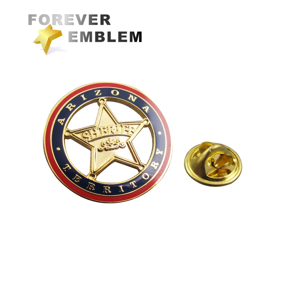 Пользовательские Бронза звезда шерифа знак, Твердой Эмалью клуазоне Pin для сувенир