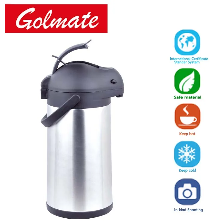 SS insulated thermos double wall vacuum airpot pump pot with rotary base
