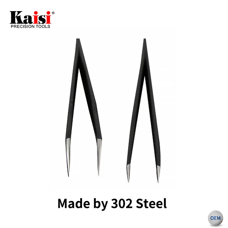 Kaisi T-15 ESD Safe Precision High Hradness Curved Stainless Steel Pointed Tweezers