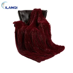 Wholesale Custom Long Pile Soft Cozy Heavy Knitted Plush Sherpa blanket throw soft plush