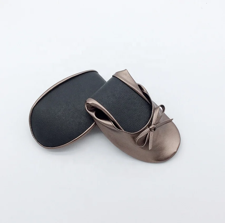 Ladies folding shoes wedding dance shoes logo printed ballet flat with bag