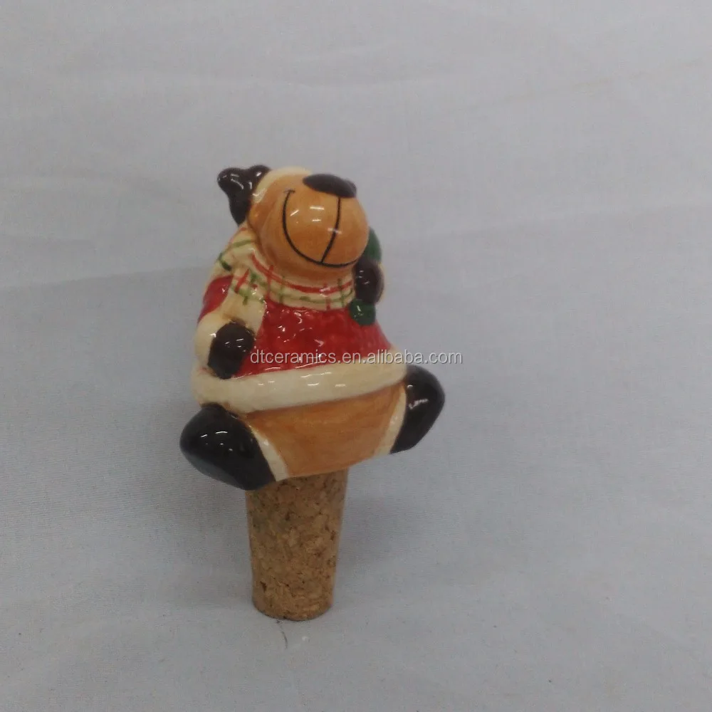 custom ceramic figure bottle topper ceramic animal shaped bottle cap