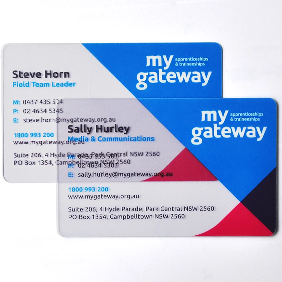 PVC transparent/translucent business card with glossy/matt/frosted surface