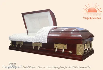 TD--A04 Funeral casket selected wooden casket with metal handles coffin