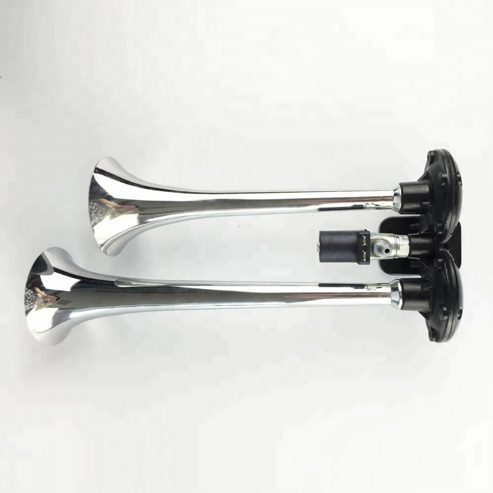 12V or 24V Dual Air Horns Seger Air Horn With Chrome Trumepts