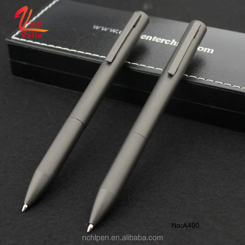 New good quality dark grey color print company logo metal ballpoint pen with gift box