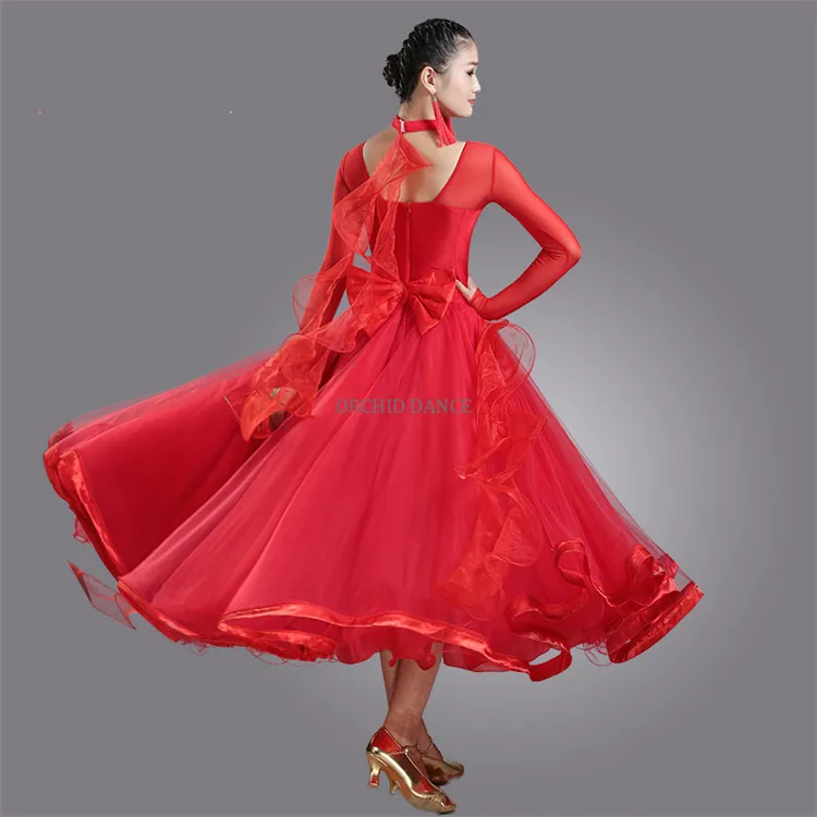 Professional High Quality Cheap Women Girls Red Ballroom Dance Dress