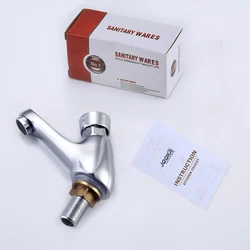 Brass self closing time delay push button basin faucet