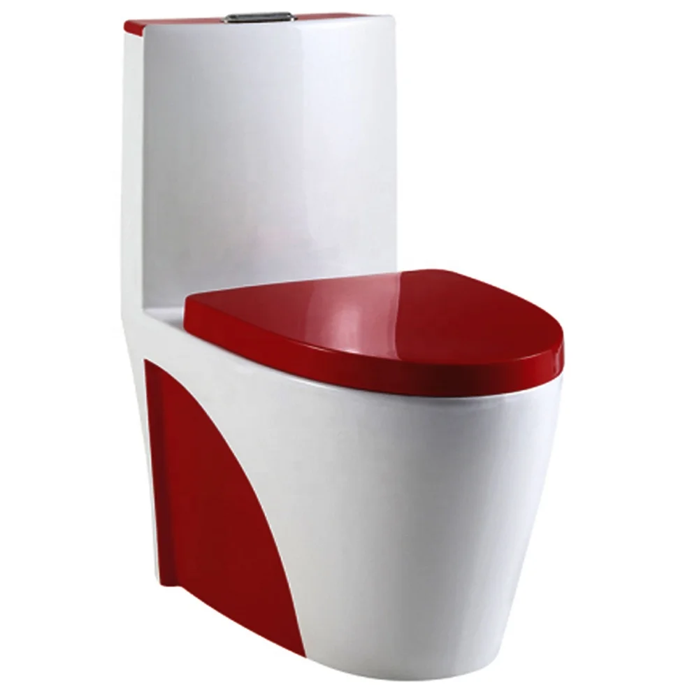 9168 Sanitary Ware Ceramic Red Between White Color One Piece Toilet Closet Traditional Design Bathroom Toilet