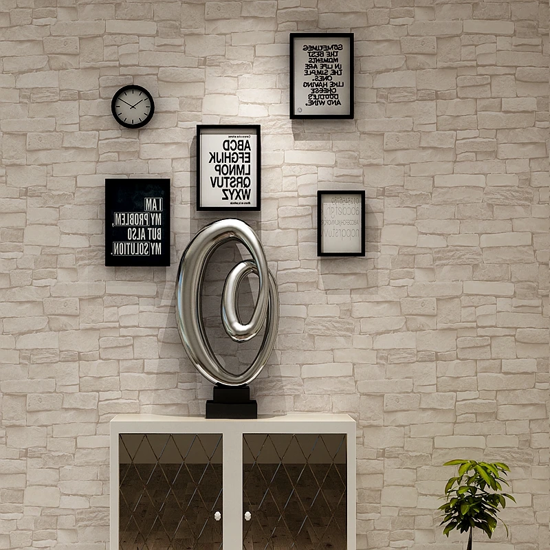 
Grey White Brick Stone 3D Wall Slate Effect Wallpaper 