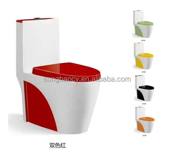 9168 Sanitary Ware Ceramic Red Between White Color One Piece Toilet Closet Traditional Design Bathroom Toilet