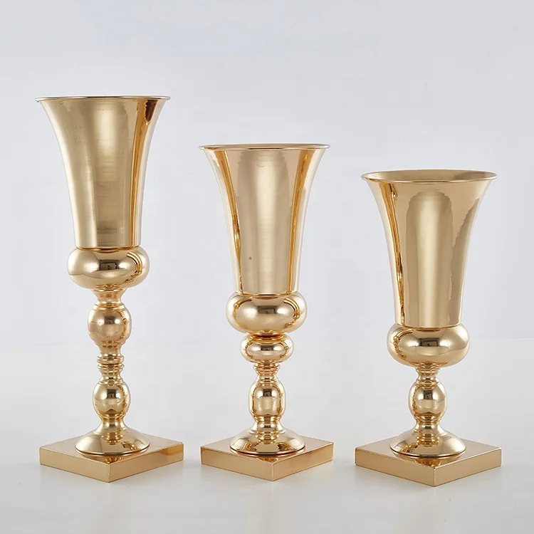 
2019 New Arrival With Elegan Rose Gold/silver Color Metal Flower Vases For Wedding Flowers Decorations 
