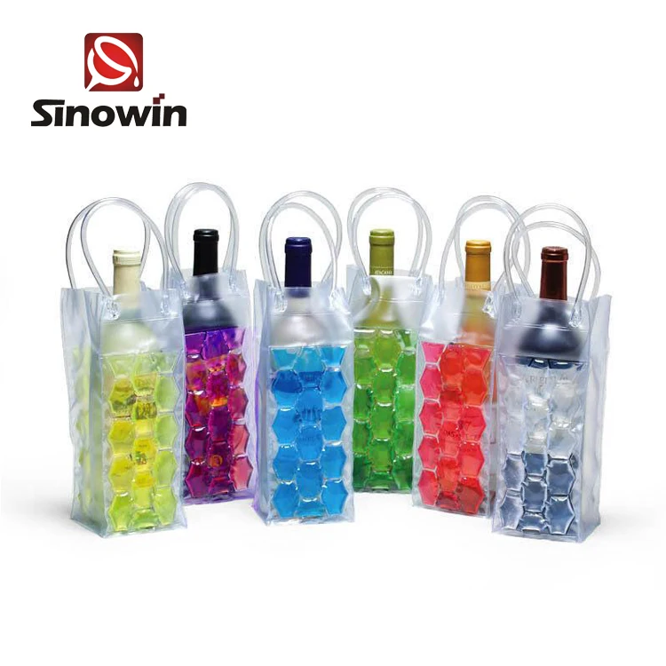 Amazon Fashion Wholesale Portable Wine Cooling Sleeve Plastic PVC Ice Cube Bag