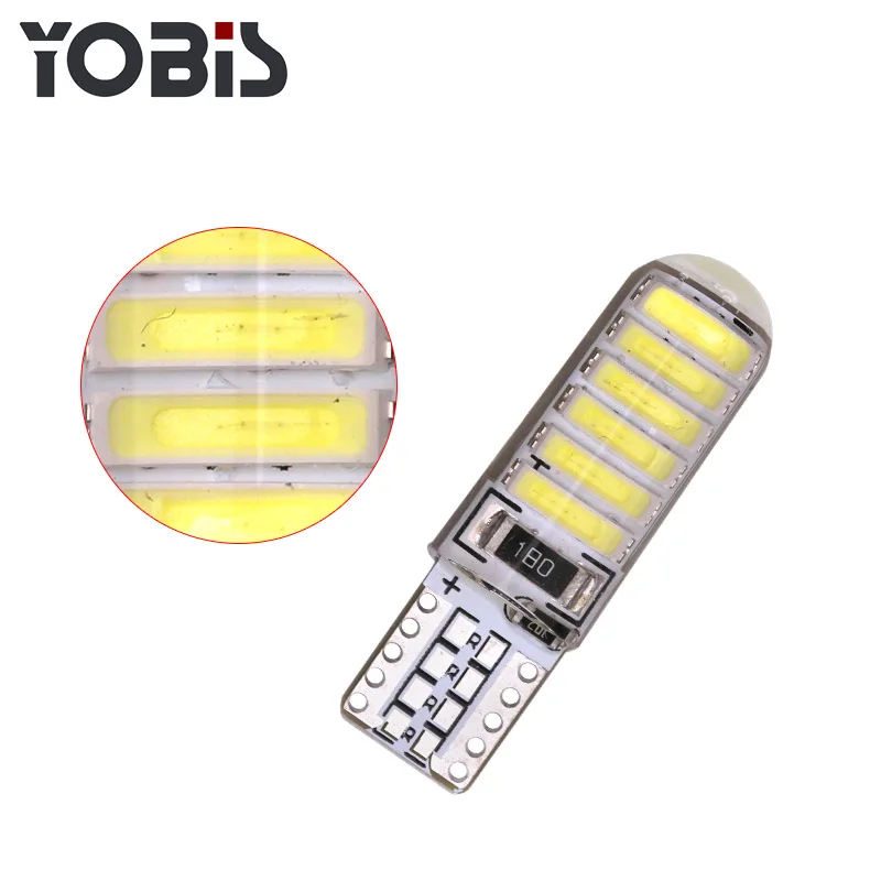 YOBIS hot Sale Car LED Bulb W5W T10 194 7020 12SMD Silicone Car LED T10 SMD Strobe light