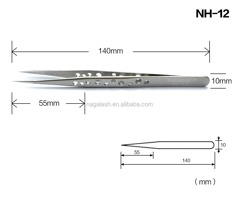 
NAGARAKU 2pcs set straight and curved eyelash extention tweezers 