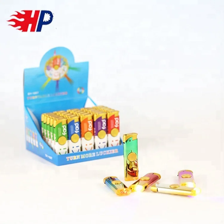 2020 Haopai Brand Top Quality Funny Flameless Windproof Torch Lighter With Led Finger Spinning Gift Lighters