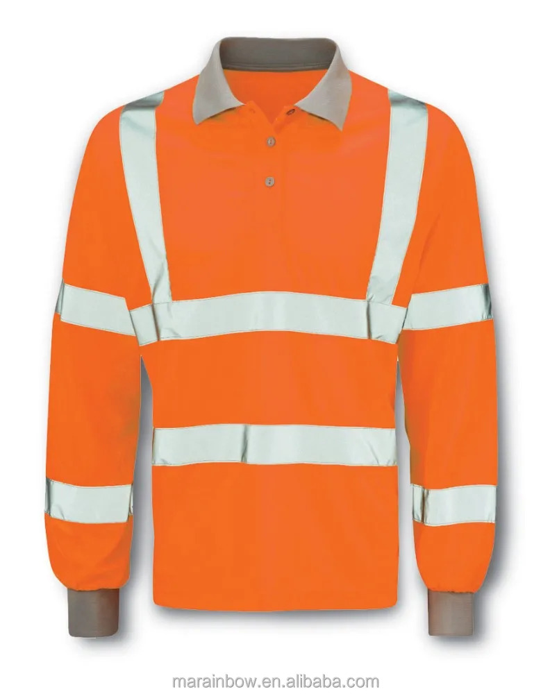 HiVis Cool Breathable Polo Shirt with Cross Back Workwear  Safty Reflective Shirt / Long Sleeve POLO T Shirts