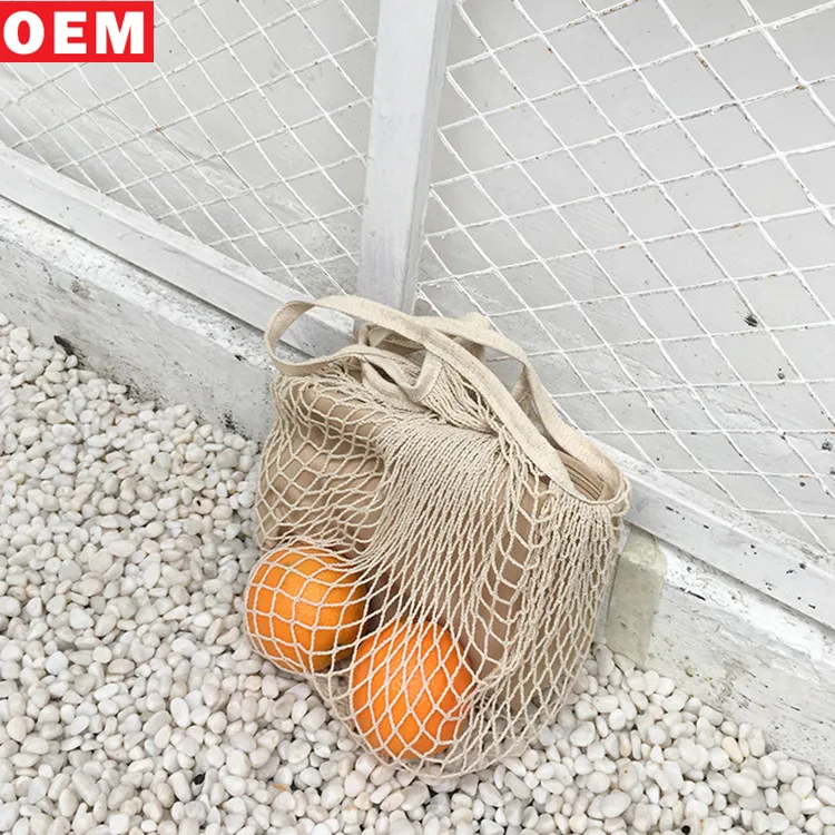 
2018Custom Eco Macrame Mesh Shoulder Bag Knitted Cotton Rope Mesh Net Shopping bags 