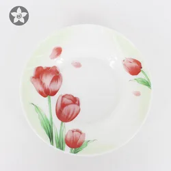 Heat resistant opal glassware opal glass dinnerware soup plate with decor