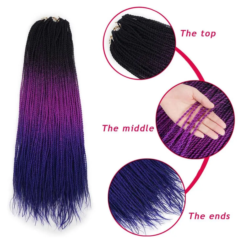 Two Tone Ombre Senegalese Twist Hair Crochet 20 Roots/Pack Synthetic Crotchet Braiding Hair for Women
