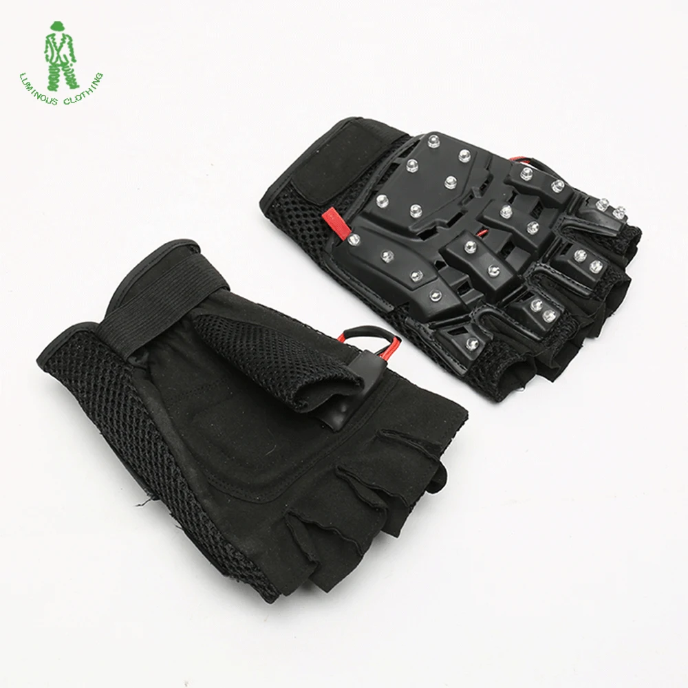 Popular And Fashionable Colorful LED Luminous Gloves Flashing Skeleton Halloween Luminescent Clothes Party Supplies Flash Gloves