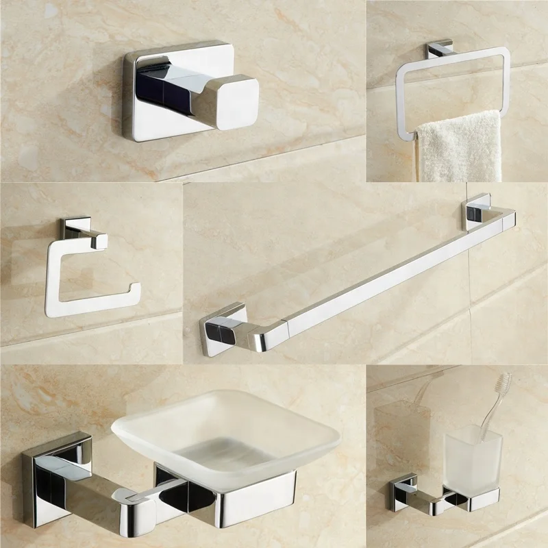 Decorative Modern Bath Accessories Products brass Chrome Plated Wall-Mounted Bathroom Accessories Sets for Bath Fittings