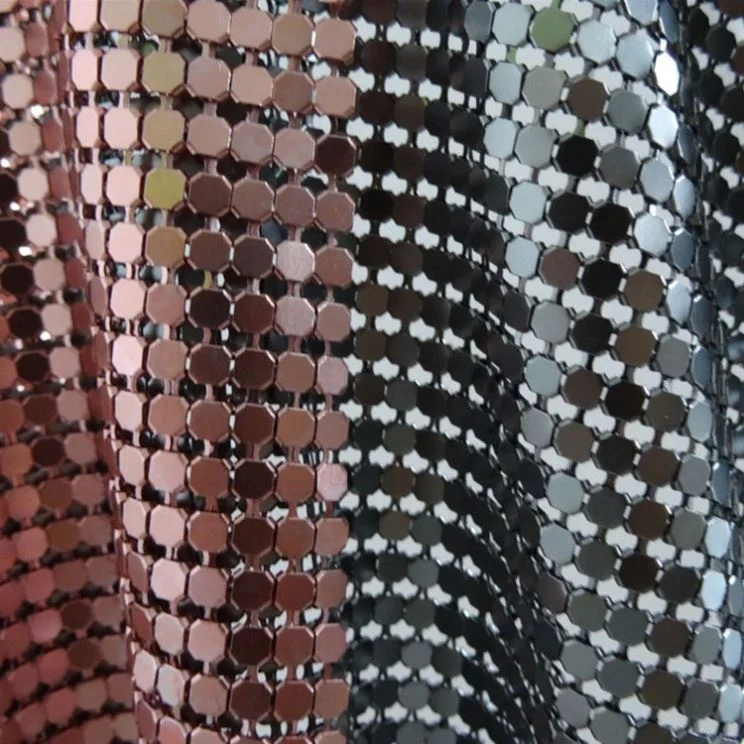 Silver 45*150cm Aluminum Flexible Metal Mesh Sequin Fabric For Curtains Dress