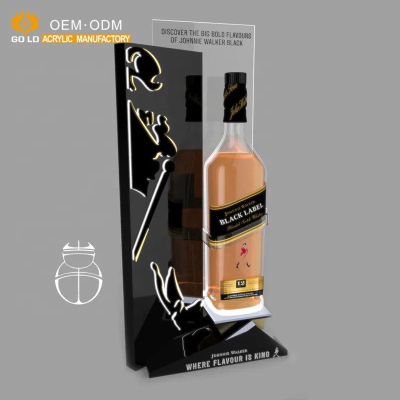 Wholesale Clear Custom Counter Top Led Light Wine Bottle Bar Shelf Led Light Display Stand