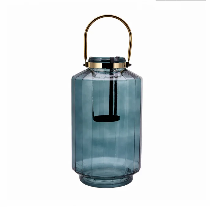 
2018 new products vintage style solid colored handmade glass vase candle jar 