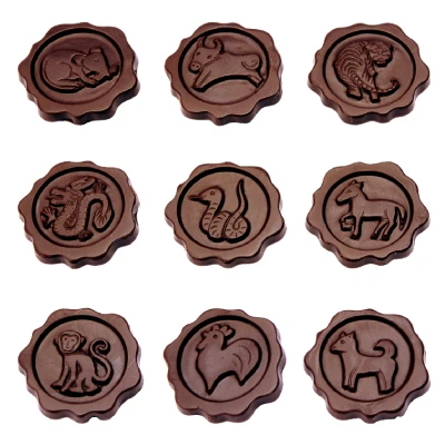 
12PCS/set Chinese Zodiac PC Plastic Chocolate Silicone Mold 