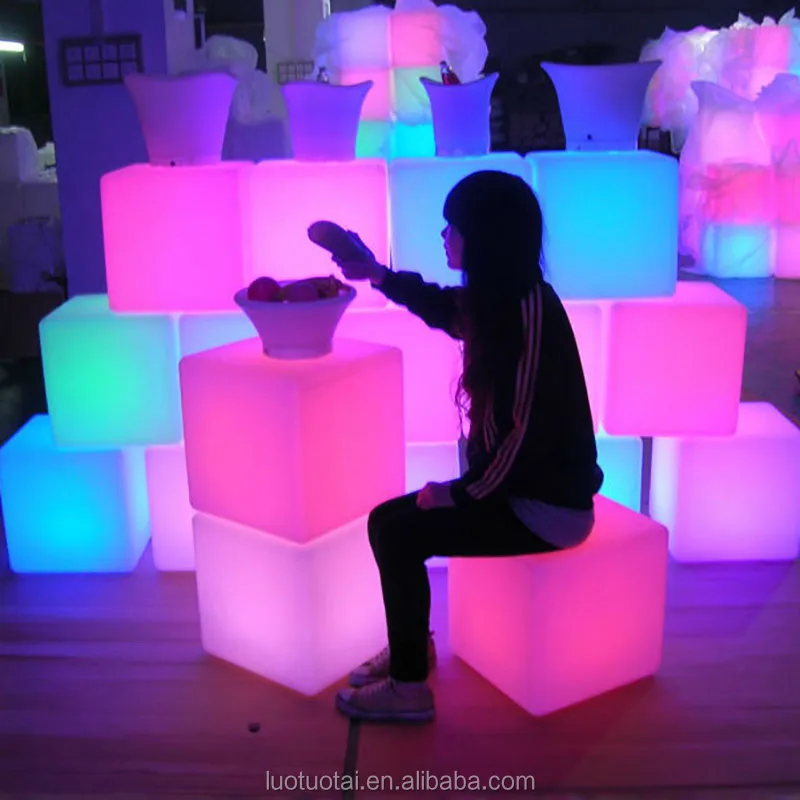 
Rechargeable Illuminated led cube kit plastic cube chair lighted led cube chair outdoor seating for living room LTT-C500 