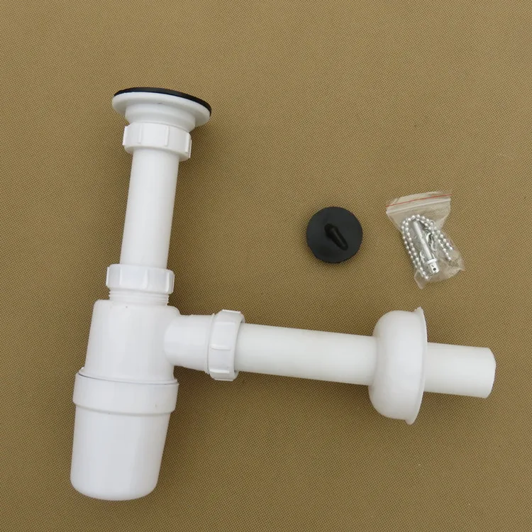 Bathroom Sink Round Bottle Trap, Plastic Bottle Waste Trap Drainage Kit Tube and Popup Overflow Drain Plug