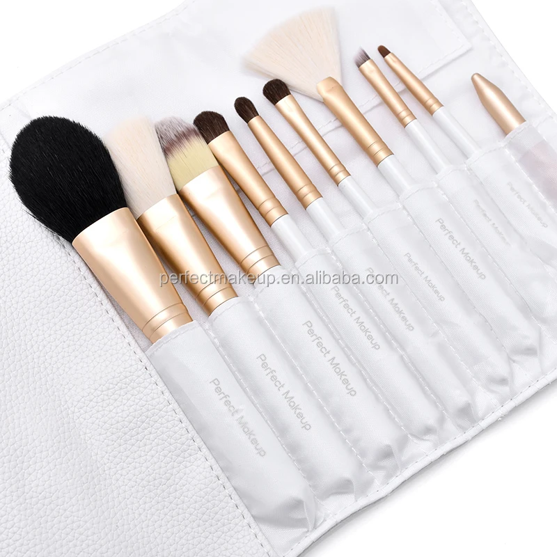 DailyQueen 10pcs Pro golden ferrule White Makeup brushes Cosmetic natural hair High quality makeup brush