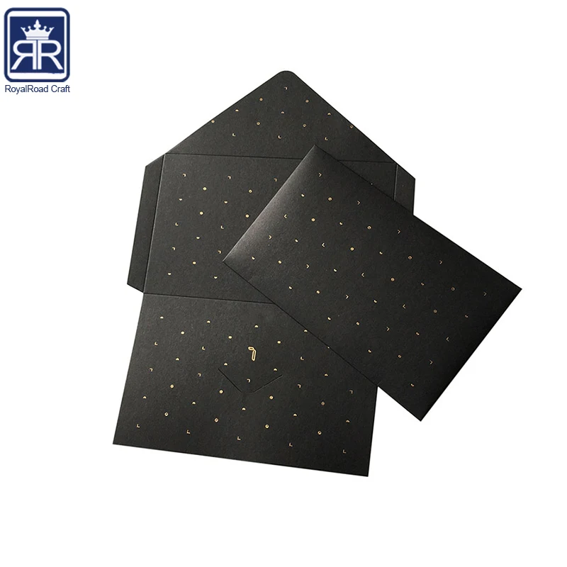 High quality Hot Foil gold or silver Foil Matt gold cardboard envelope for document