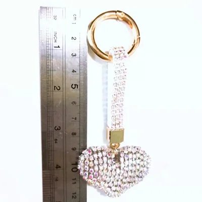 Fashion diamond rhinestone heart shape keychain for bag