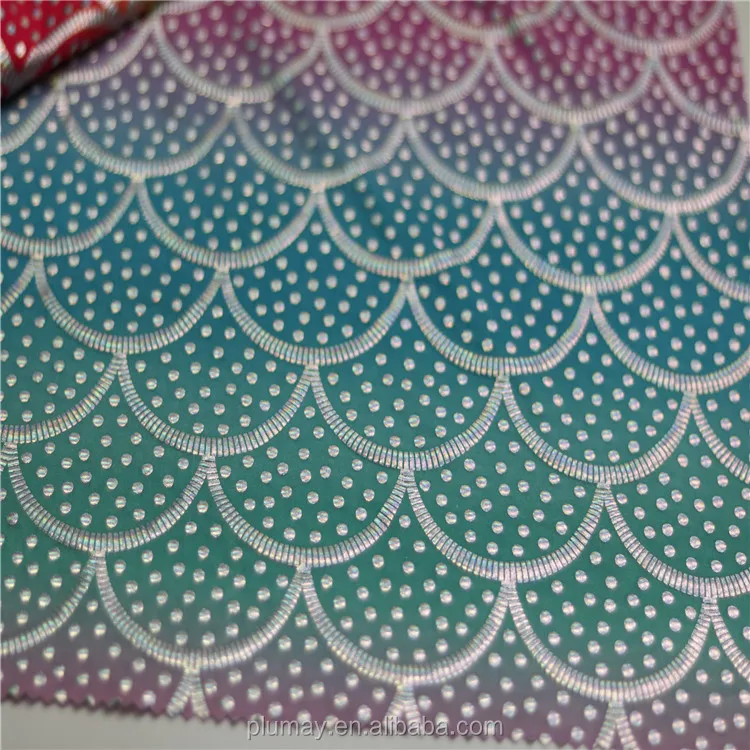Iridescent Sparkly Mermaid Scale Hologram Spandex 4 Way Stretch Ombre Fabric for skirt swimsuit bikini clothing textile custom