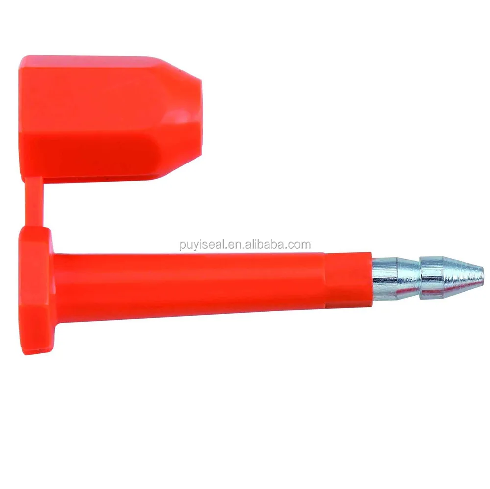 Disposable container door tamper proof bolt seal with barcode