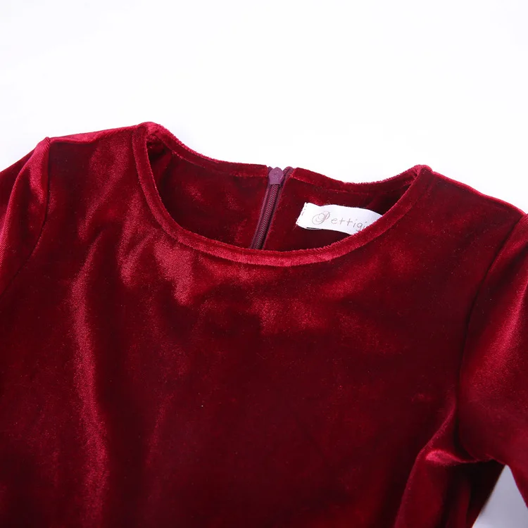 Hao Baby Fall Girl Pleuche Long-Sleeved Dress Children Clothes Kid Hair Accessories Dress