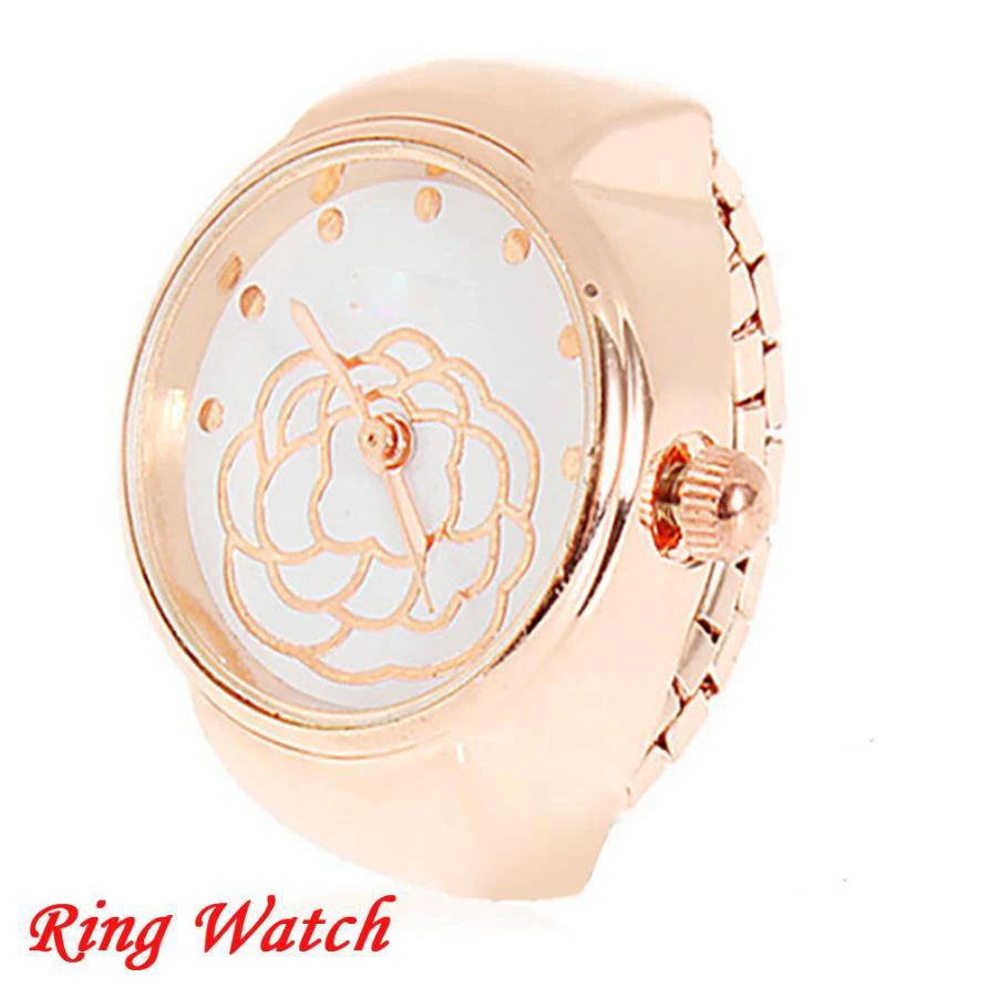 
Relogio Feminino Clock Dial Quartz Japan Movt Watch Creative Steel Finger Ring Lovers Relojes 