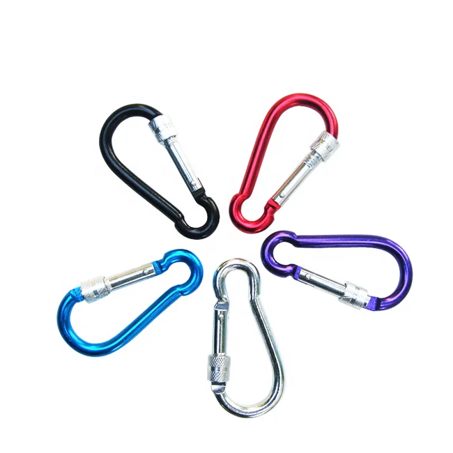 Free sample Aluminum Calabash Shape Climbing Hook With Screw Lock S shape carabiner