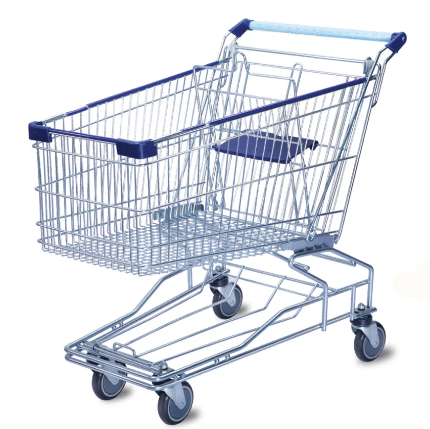 Factory directly Asian style supermarket metal steel grocery shopping cart trolley