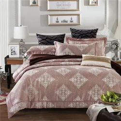 King and Queen Adult 100% Cotton Woven  Girls and Bopy Satin  Silk Home Linen Luxury Jacquard Bedding Set